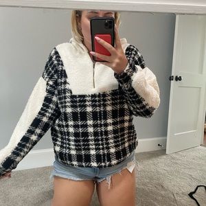 Warm sweater/jacket. Never worn with tags! Fits Large